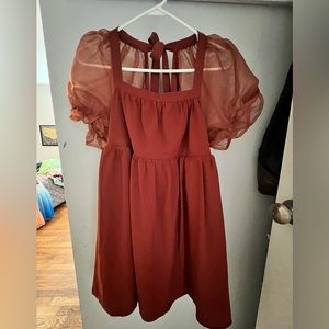 Chocolate puff sleeve dress